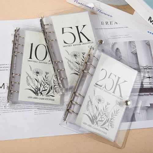 12-Month 200 Envelopes Money Saving Challenge Binder, 10k Dollars Money Saving Challenge Book, Loose Leaf Savings Book Challenge Envelope Savings Book (10K)