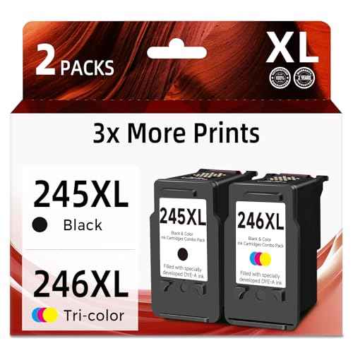 Compatible Ink Cartridge Replacement for Canon 245XL 246XL 245 246 XL (Black Color 2 Pack) PG245 CL246 MX490 MG2522 MX492 TR4520 TR4500 MG2520 TS3300 TS3322 MG2525 TR4522 TS3100 TS3122 TS3320