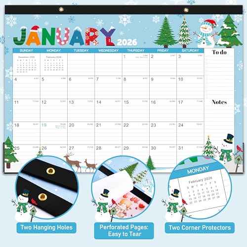 2026 Desk Calendar - Desk Calendar 2026, 17"¡¿12", JAN.2026 - Dec.2026, 12 Monthly Calendar with Corner Protectors - 12 Different Themes