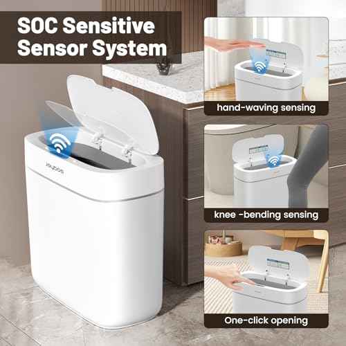 MOPALL Automatic Motion Sensor Bathroom Trash Can with Lid, 3.5 Gallon Touchless Garbage Can,Waterproof Smart Trash Can Small Waste Basket for Kitchen Bedroom Office Bathroom Living Room RV