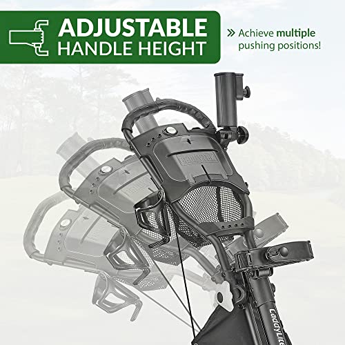 Caddytek CaddyLite EZ V8 Golf Push Cart - Lightweight 3 Wheel Foldable Cart with One-Click 2-Step Folding, EVA Wheels, Adjustable Handle, Cooler Basket, Umbrella & Drink Holder, Compact Golf Cart