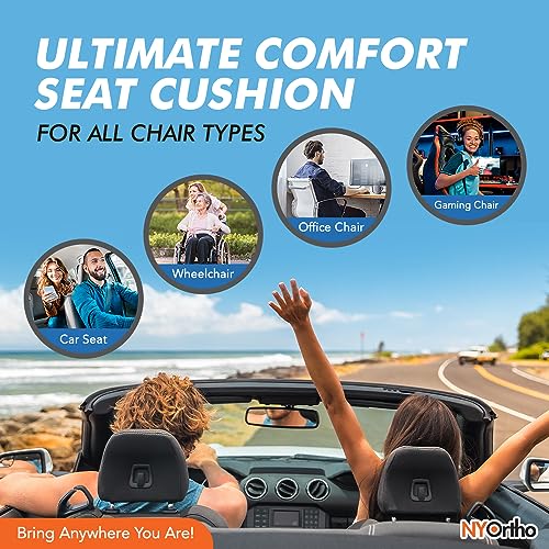NYOrtho Wheelchair Gel Seat Cushions - Wedge - Shaped Ge l- Foam Cushion Wheelchairs -Office Chairs - Car Seats - More - Firm Foam Quick Release Straps Non - Slip Bottom - Made in USA