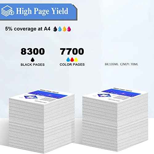 GI26 GI-26 Ink Compatible with Canon GI-26 GI26 Refill Ink Bottles Work with Canon MAXIFY GX3020 GX4020 GX5020 GX6020 GX6021 GX7020 GX7021 Printer (4-Pack,BK 135ml CMY 70ml)