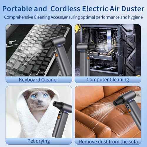 WINGDA Compressed Air Duster Rechargeable Electric Air Duster Portable,100 Gear Stepless Turbo Fan,Car Vacuum Portable Cordless,4in1 Air Blower for Electronics,Keyboard Cleaning,Indoor and Outdoor