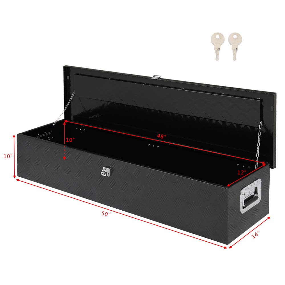 Parts-Diyer 49'' Truck Trailer Tool Box Utility Aluminum Truck Bed Storage Toolboxes Pickup Flatbed Underbody Organizer Lockable with Keys, Black