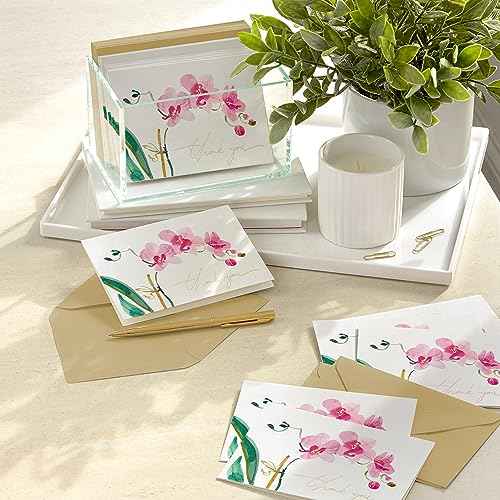 Hallmark Pink Orchid Thank You Notes (20 Blank Cards with Envelopes) for Bridal Shower, Baby Shower, Wedding, Birthday