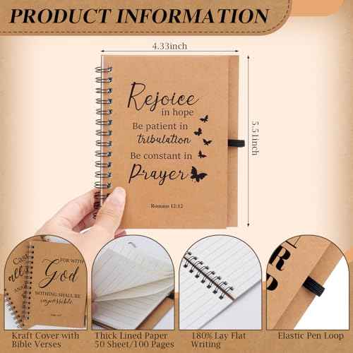 NEOACT 150 Pcs/50 Set Christian Gifts Bulk,Spiral Notebook with Bible Ballpoint Pen and Christian Bookmark,Prayer Journal Christmas Gifts for Staffs Coworkers Teachers Church Members & Pastor