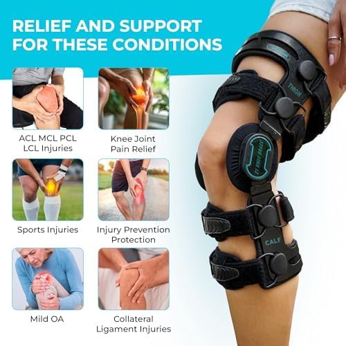 Z1 K6 Hinged Unloader Metal Knee Brace for Men and Women - Knee Support for ACL, MCL, LCL, PCL, Sport Injuries, Mild Osteoarthritis, Meniscus Tears - Ideal for Running & Daily Activities (S9)