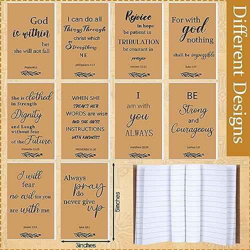 200 Pcs Christian Gifts Bulk 50 Bible Verse Notebook 50 Religious Retractable Bamboo Pens 50 Religious Inspirational Keychains Prayer Journal Church Gifts for Men Women Sunday Teacher