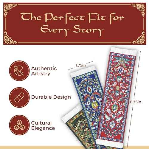 Oriental Carpet Rug Bookmark - Collection of 12 - Turkish Style - Beautiful, Elegant, High Quality, Woven Cloth Fabric Bookmarks! Best Gifts for Men Women Adults Teens Teachers & Librarians