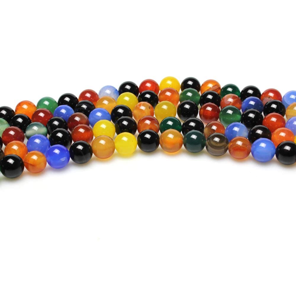 MJDCB AAA Natural Multicolor Agate Beads Round Colorful Stone Energy Healing Beads for DIY Necklace Bracelat Jewelry Making Strand 15" (6mm)