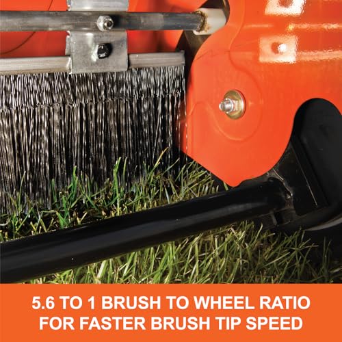 Agri-Fab 45-0492 44" Tow-Behind Lawn Sweeper, 28 cu. ft Hopper Bag Capacity; Leaf & Grass Catcher, with Adjustable Brush Height and Dump From Seat Handle