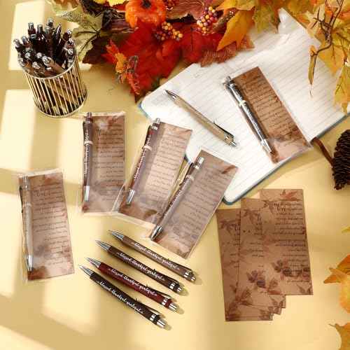 Epakh 75 Sets Thanksgiving Gifts Bulk, Fall Pens with Greeting Cards, Fall Party Favors for Adults, Friendsgiving Party Favors, Thanksgiving Gifts for Coworker, Teacher, Employee, Office Supplies