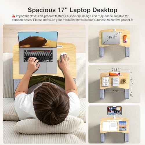 Lap Desk for Adults with Arm Rests,Ergonomic Laptop Pillow Stand for Bed,Couch,Floor,Large Table for Long Hours Work,Eating,Gaming,Reading and Writing,Lap Laptop Desk for College Dorm Room