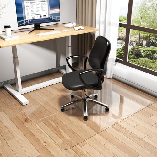 Warmstar Clear Office Chair Mat for Hardwood Floor,46"x72" Plastic Floor Mat Clear Rolling Mat for Office Chair No Curling,Heavy Duty Clear Desk Chair Mat Wood Tile Floor Mat for Office & Home