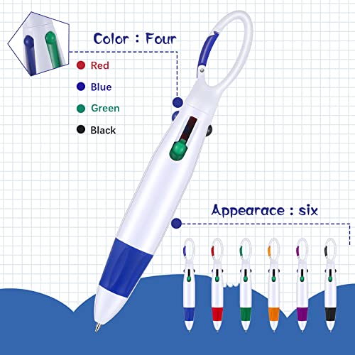 Yinder Retractable Shuttle Pens with Buckle Clip 4 in 1 Multicolored Ink Nurse Ballpoint Pens with Keychain for Office Supplies Teacher Gifts(120 Pieces)