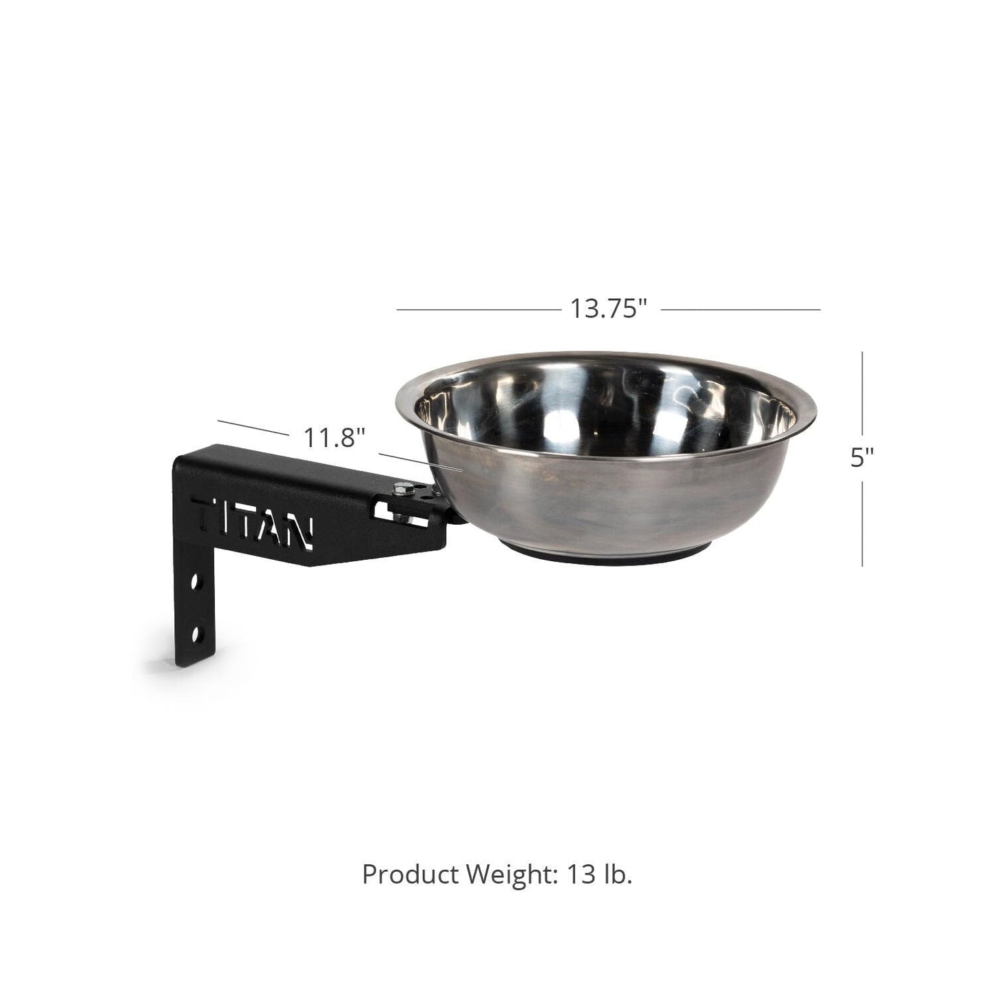 Titan Mounted Rack-Mounted Chalk Bowl Fits T-3 or X-3 Series Power Racks, 14" Stainless Steel Bowl"