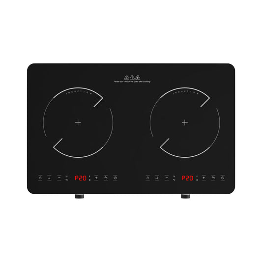 Double Induction Cooktop, 2 Burner Induction Burner 20 Temperature & Power Levels Portable Electric Stove Countertop Burners, Knob Control, Child Safety Lock & 4H Timer, Auto Shut-Off