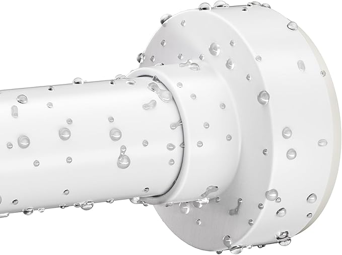 White Shower Curtain Rod 34-82 Inches(2.8-6.8ft) Adjustable Shower Rod No Drilling Non-slip Never Rust Shower Tension Rod for Bathroom Bedroom Windows Outdoor Garden