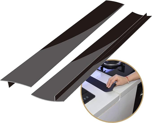 Silicone Kitchen Stove Counter Gap Covers, Anti-Slip Non-Tacky Filler Seals Spills Between Counter, Stovetop, Oven, Washer, Set of 2 (21 Inches, Black) by Gosmol