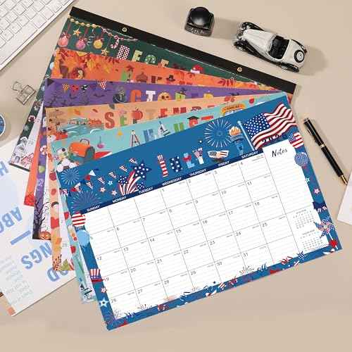 2026 Desk Calendar - Desk Calendar 2026, 2026 Calendar from Jan 2026 to Dec 2026, 17"¡¿12", 12 months Calendar with Corner Protectors, Large Ruled Blocks, Notes - 12 Different Themes