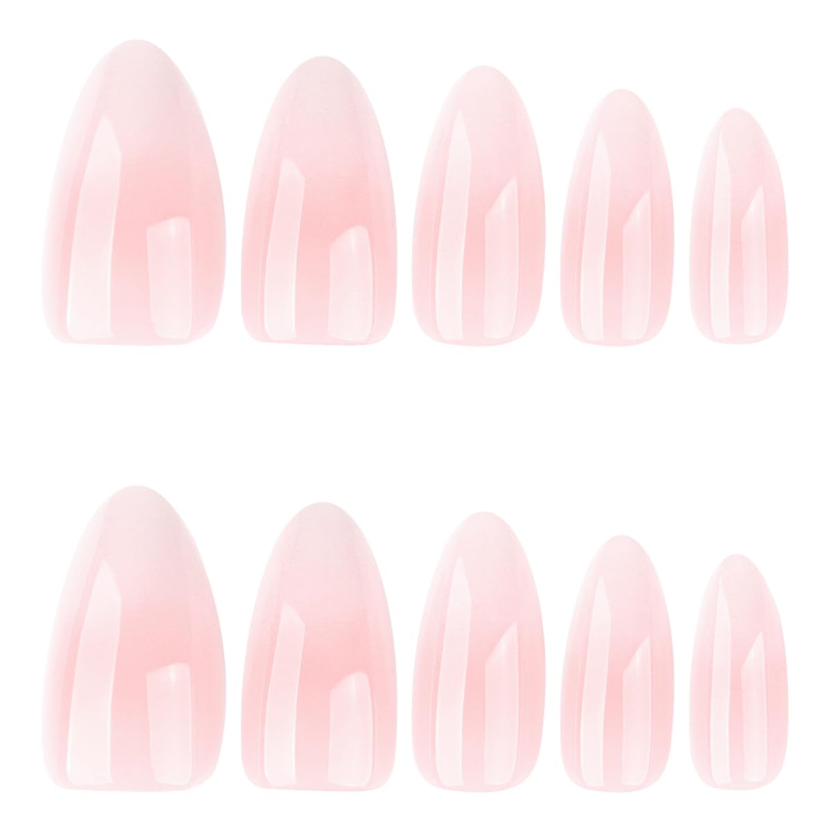 Ombre Press on Nails Almond Fake Nails Medium Length Nails Press ons with Design,Full Cover Glue on Nail Stick on Nails for Women Manicure,Glossy | Reusable | Nail Sticky Tabs | Easy Apply | 24Pcs
