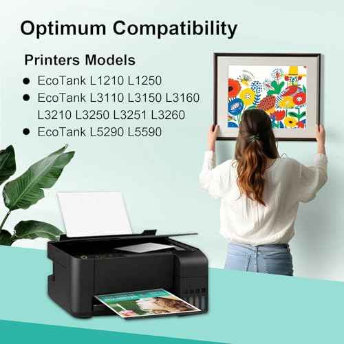 Compatible T544 Ink Bottle Replacement for Eps 544 T544120 Black T544220 T544320 T544420 Color Ink with L1210 L1250 L3110 L3150 L3160 L3210 L3250 L3251 L3260 L5290 L5590 (4 Pack)