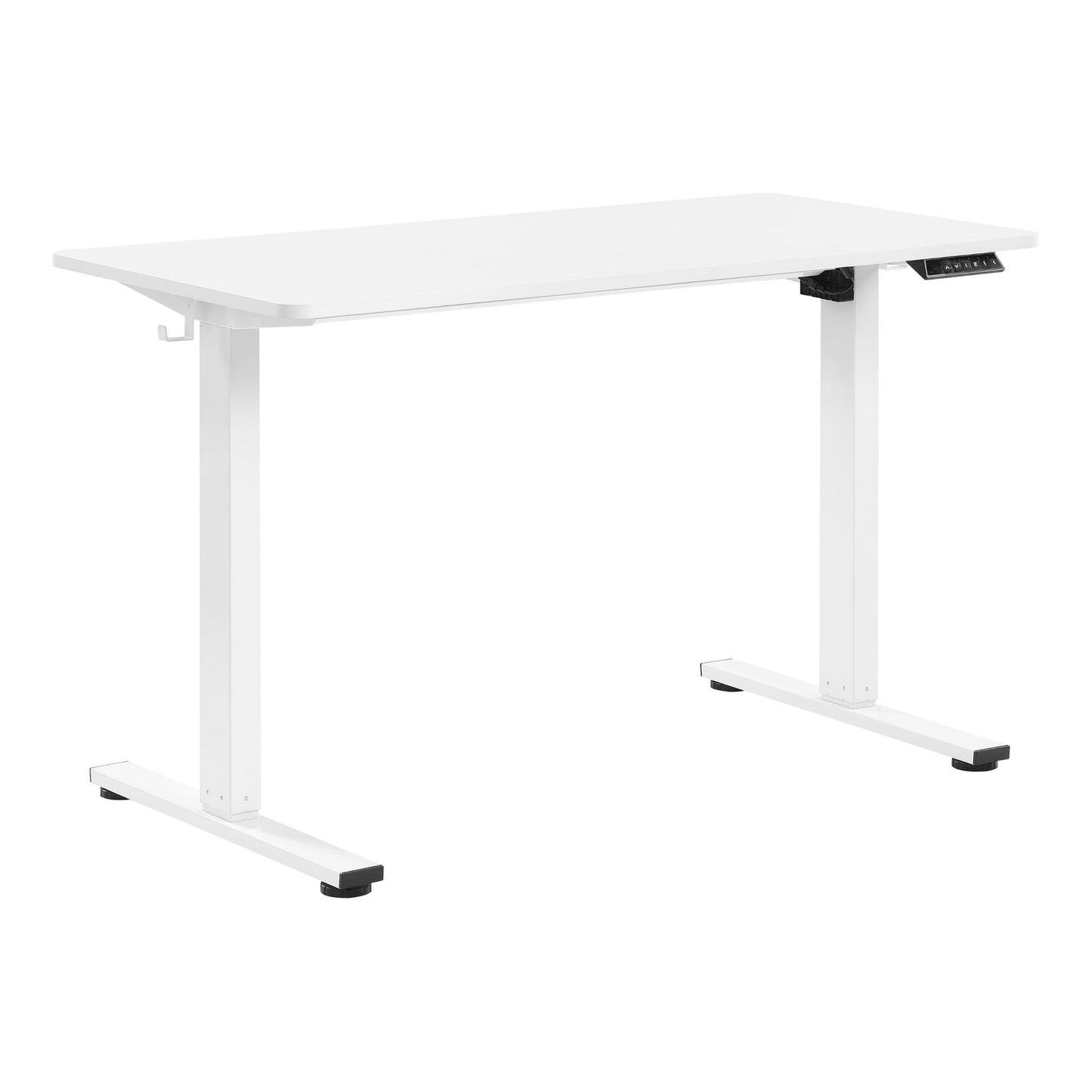 OSP Home Furnishings Primo Sit-to-Stand Electric Height Adjustable Office Desk with Hook, White, 4 Feet Wide