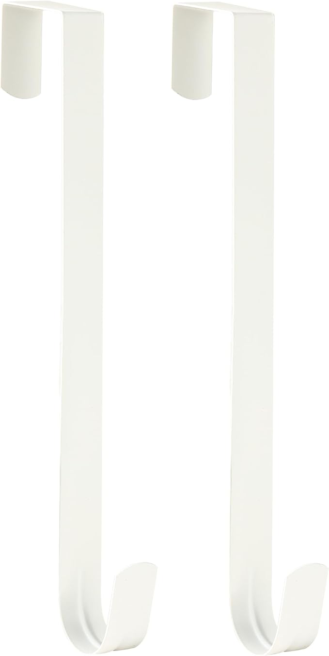 Wreath Hanger for Front Door, Slim Over The Door Hook, Easy to Use and Reusable Holiday Wreath Holder for Christmas, Thanksgiving, Halloween and Daily DÃ©cor (12" White, 2)