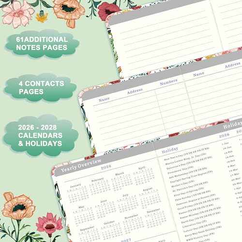2026-2028 Pocket Planner/Calendar - 3 Year Monthly Planner 2026-2028, Jan 2026 - Dec 2028, 3.8" x 6.3", Small/Purse Calendar 36 Months with Pen Holder, Inner Pocket, Elastic Closure and 61 Notes Pages