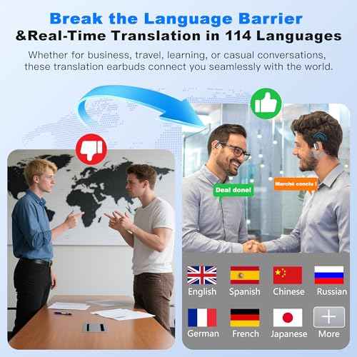 AI Translation Earbuds Real Time, 144 Language Translator Earbud, Audifonos Traductores Ingl?s Espa?ol, 3-in-1 Translator Device, Bluetooth 5.4 Ear Buds for Business Learning with Charging Case, Cream