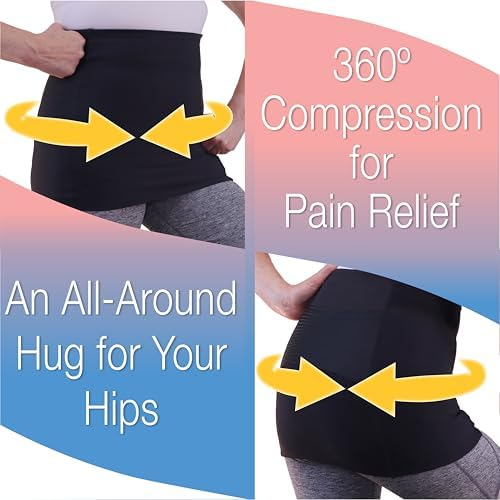 Alki Active® Hip Pain Relief Compression Band for Women - for Sciatic Nerve, Hip Flexor Strain, Torn Labrum, Arthritis, Bursitis, EDS, Fibromyalgia (Small)