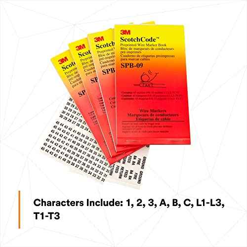 3M Pre-Printed Wire Marker Book SPB-09, black print on a white background highlights the characters, 1 Book
