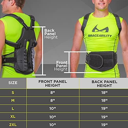 BraceAbility TLSO Full-Body Back Brace Support - Hard Clamshell Jacket for Thoracic Kyphosis, Parkinson's Disease, Fractured Spine, Scoliosis, Postural Correction, Post-Surgery Recovery (Medium)