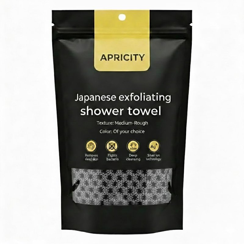 APRICITY Blissal Exfoliating Shower Towel, 2-in-1 Dual-Sided Body Scrubber & Microfiber Scrub Cloth Set, Advanced Exfoliation for All Skin Types