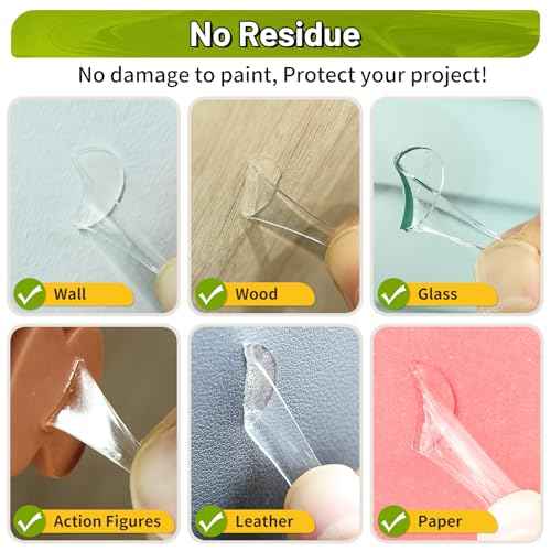 Upgraded 360Pcs Double Sided Tape Sticky Dots with Pull Tab, Removable Adhesive Mounting Putty No Trace Dots, 0.6" Clear Sticky Tack for Museum Picture Crafts & DIY