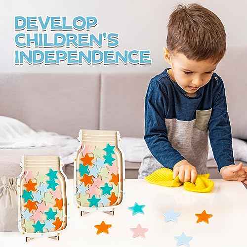 Magnetic Reward Jar, Classroom Reward Jar for Kids, Personalized Stars Reward Jar for Students Kids Behavior, Magnetic Reward Chart for Classroom Board Home