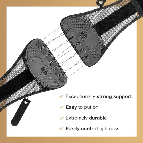 Lumbar Support Back Brace (Official) - Enhances Comfort, Breathable Design, Lower Back Belt, Posture and Spine Support (M size, 29-33 in)