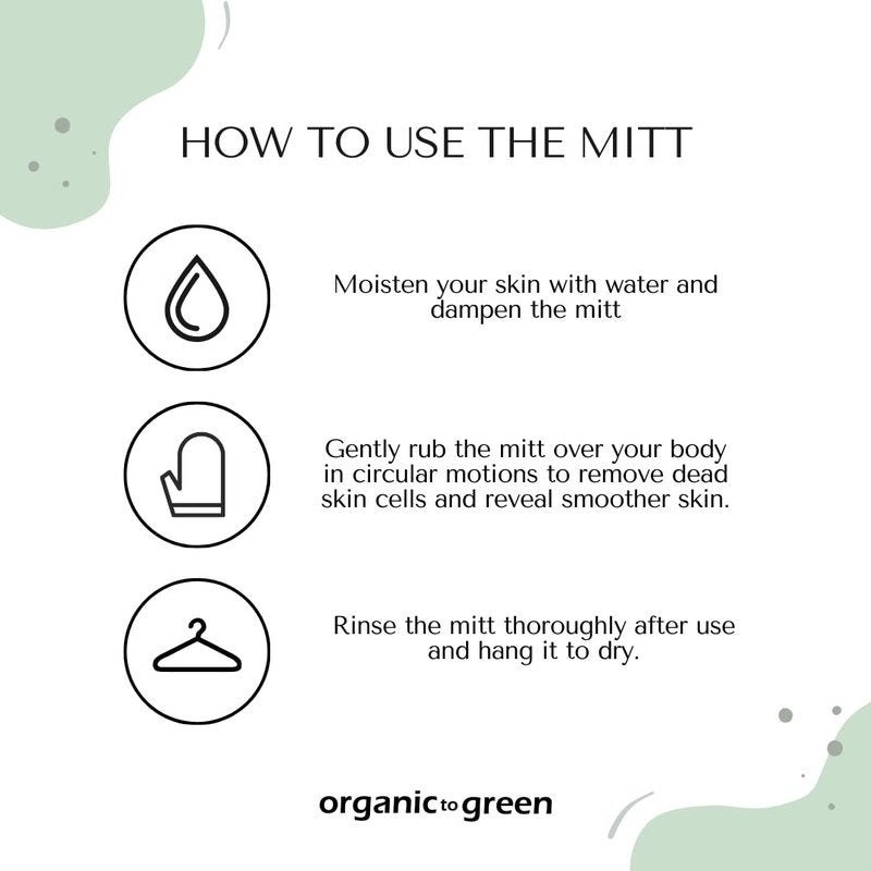 Organic to Green Premium Exfoliating Mitt for Body (2pc) – 100% Vegan Viscose Traditional Body Scrub Washcloth – Body Exfoliator (Green)