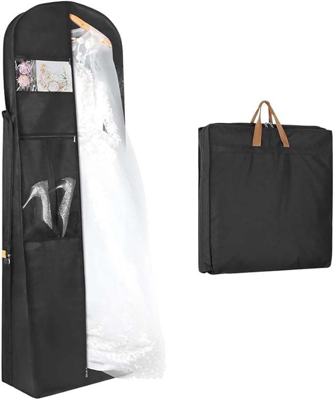 Zilink 72" Wedding Dress Garment Bag Dress Bags for Gowns Bridal Dress Travel Bag with 12âGusseted and Accessory Pockets for Wedding Dress, Puffy Gowns [Upgraded Version]