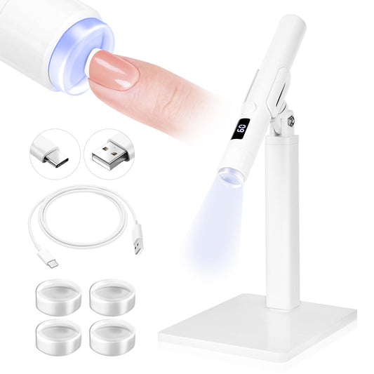 SAVILAND Handheld UV Light for Gel Nails: Magnetic Stand & 10S Flash Cure Light 3-Timer Modes Portable LED Nail Lamp Nail Dryer Cordless Gel Lamp LCD Screen Home DIY Manicure Purple