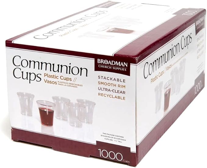 BROADMAN CHURCH SUPPLIES Plastic, Disposable, Recyclable Communion Cups, 1000 Count