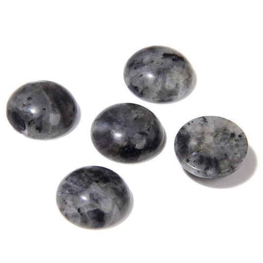 20pcs 16mm Natural Stone No Hole Black Labradorite Semicircle Smooth Cabochons Beads Healing Chakra Crystal Stone Bead for Jewelry Making Rings Earrings Necklace Bracelet DIY Crafts