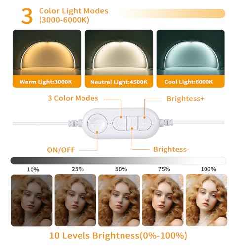 Half Moon Light for Nail Desk,29In Half Moon Lamp with Phone Holder,3000-6000K Nail Lamp Perfect LED Machine Light for Table (AB Diamond)