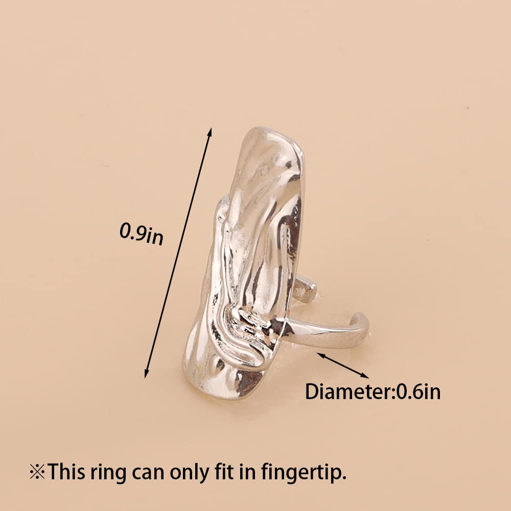 Xerling 4Pcs Punk Silver Crystal Fingertip Ring Set for Women Gothic Finger Nail Tip Rings Nail Cap Protective Cover Rings for Halloween Costume