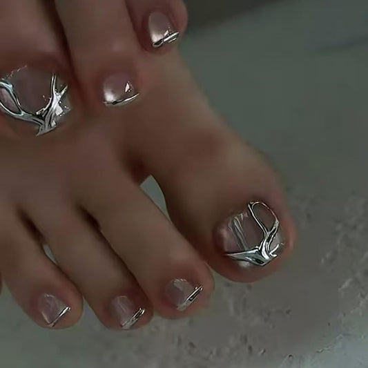 FIEONCIY Press on Toenails with Designs Acrylic Fake Nails for Toe Artificial False Nails with Charms Glue on Toe for Spring Summer Stick on Toenails for Women Girls(F195)