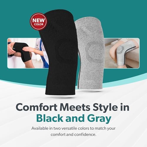BraceAbility Knee Compression Sleeve - Knit Knee Pain Brace for Men and Women, Arthritis Relief, Meniscus Tear, Running, Workout, Sports, Swelling, Athletic Support for Joint Stability (M/L Black)