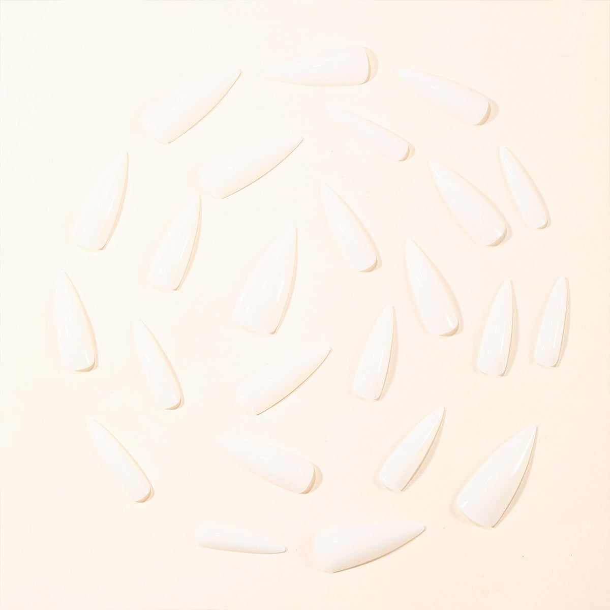 White Solid Color Press on Nails Extra Long Stilettos Fake Nails Glossy Full Cover Glue on Nail for Women