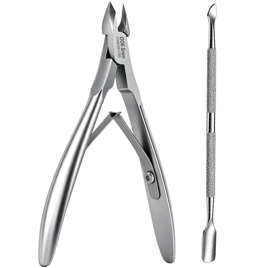 Professional Cuticle Trimmer Set – Includes Cuticle Nippers & Pusher, Stainless Steel Nippers for Manicure Pedicure, Nail Cuticle Clippers for Fingernails & Toenails, Perfect for Salon & Home Use