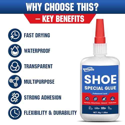 30g Shoe Super Glue - Quick Dry Strong Adhesive for Shoe Repair, Boots, Sneakers, Heels, Hiking Shoes, Leather, Handbags -Waterproof & Flexible.